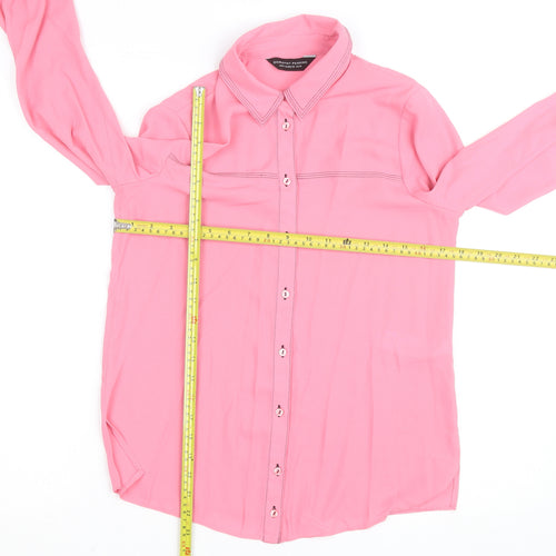 Dorothy Perkins Women Pink Size 10 Button-Up Long Sleeve Shirt
