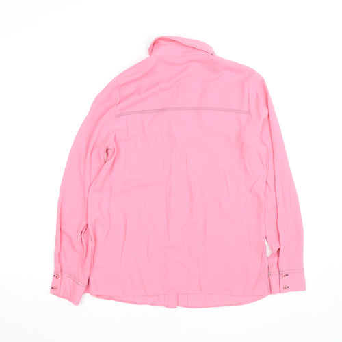 Dorothy Perkins Women Pink Size 10 Button-Up Long Sleeve Shirt