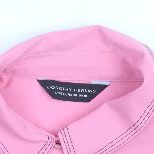 Dorothy Perkins Women Pink Size 10 Button-Up Long Sleeve Shirt