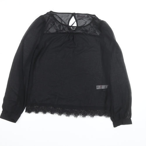 Savida Women's Black Lace Long Sleeve Blouse UK 10