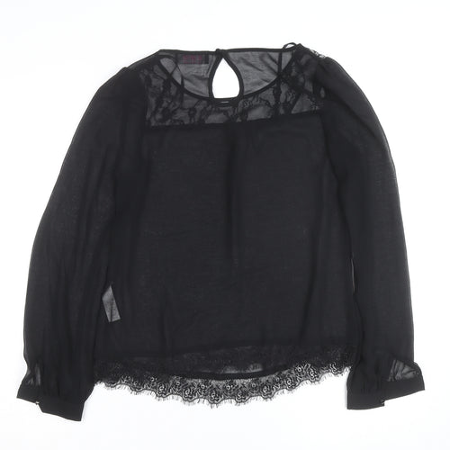 Savida Women's Black Lace Long Sleeve Blouse UK 10