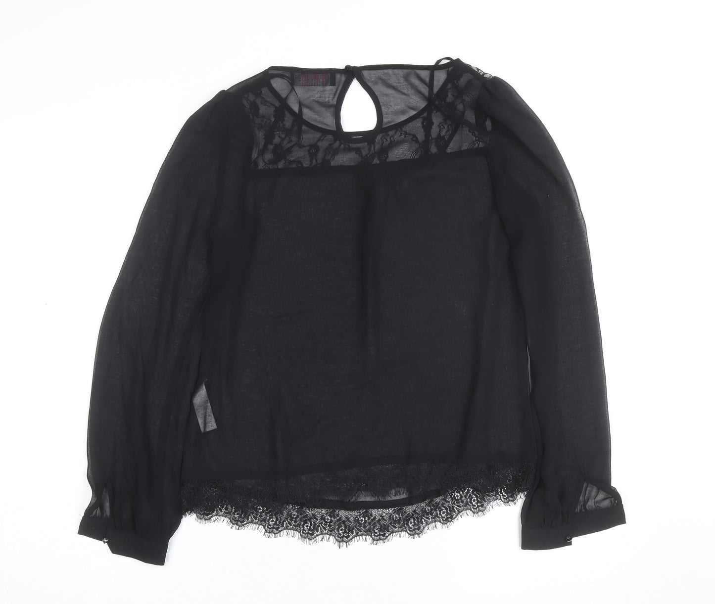 Savida Women's Black Lace Long Sleeve Blouse UK 10