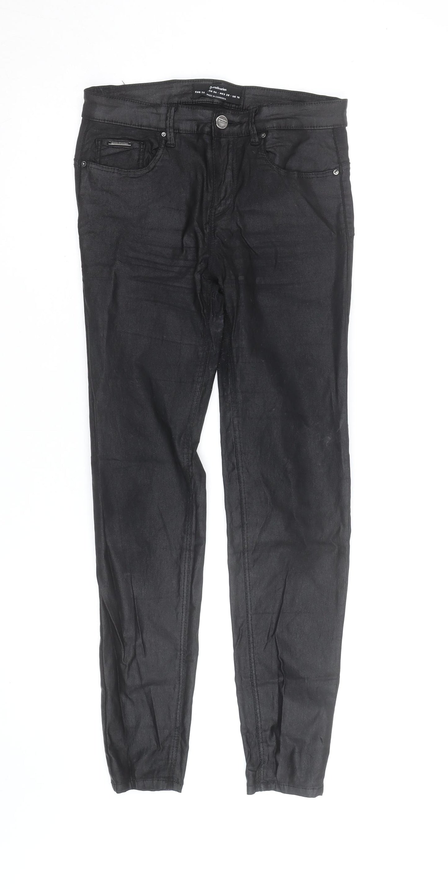 Stradivarius Women Black Skinny Jeans UK 10 Slim Fit Denim