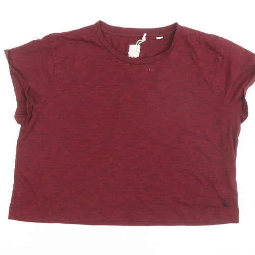 Jack Wills Women Red Cropped Jersey T-Shirt UK 14 Regular Fit