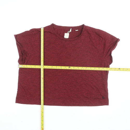 Jack Wills Women Red Cropped Jersey T-Shirt UK 14 Regular Fit