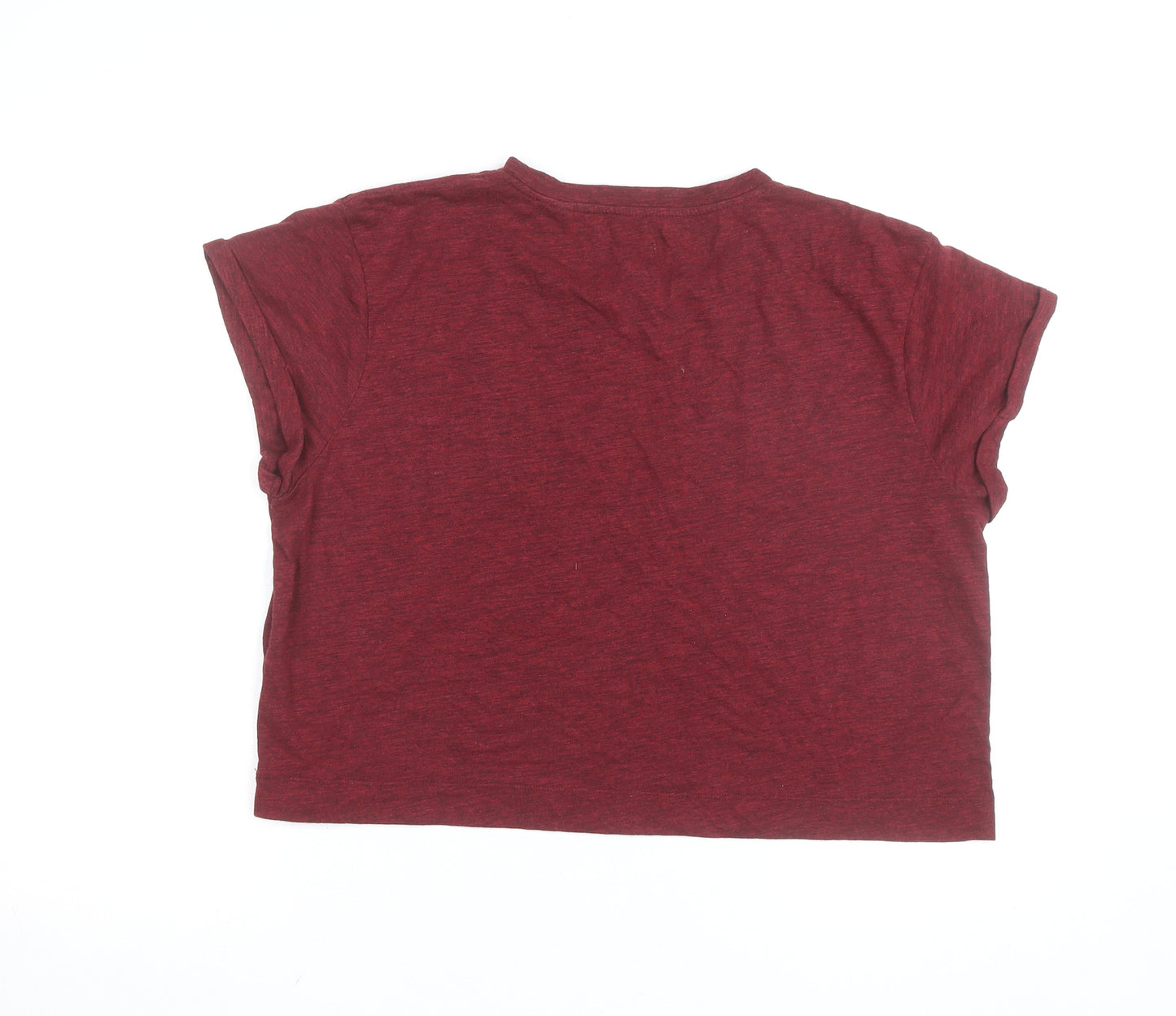 Jack Wills Women Red Cropped Jersey T-Shirt UK 14 Regular Fit