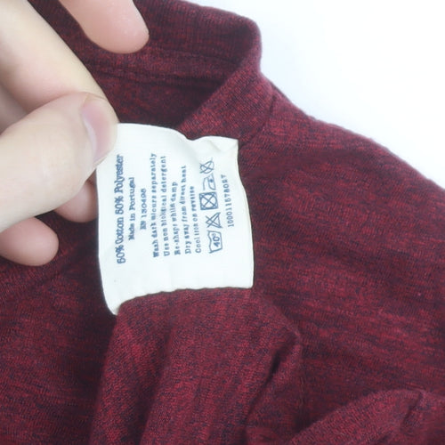Jack Wills Women Red Cropped Jersey T-Shirt UK 14 Regular Fit