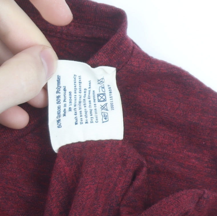 Jack Wills Women Red Cropped Jersey T-Shirt UK 14 Regular Fit