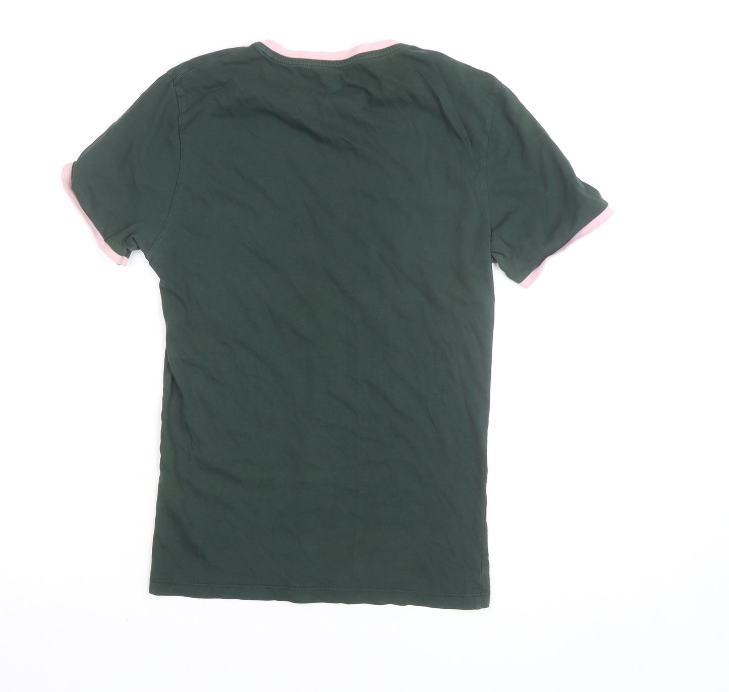 River Island Women Green Pink Ringer T-Shirt Small Muscle Fit
