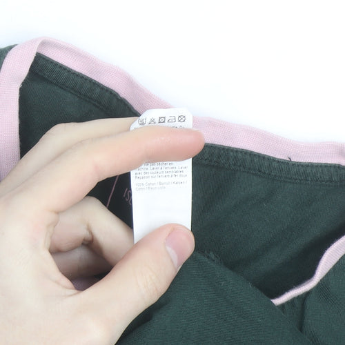 River Island Women Green Pink Ringer T-Shirt Small Muscle Fit