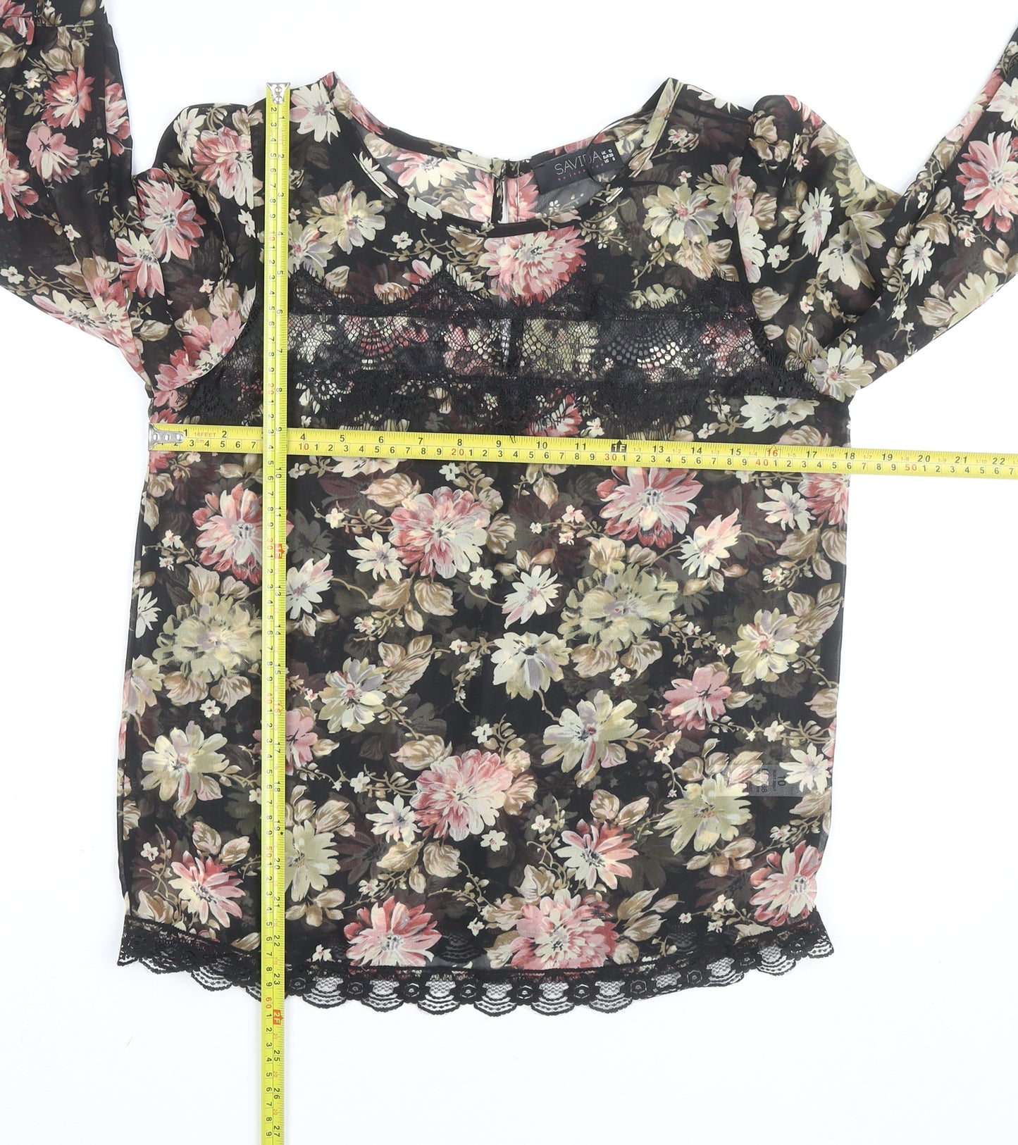 Savida Women’s Multicoloured Floral Lace Tunic Blouse Size 10