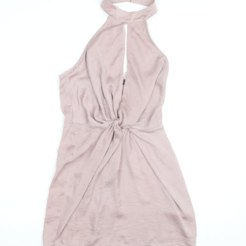PrettyLittleThing Women’s Pink Halter Bodycon Mini Dress Size 8