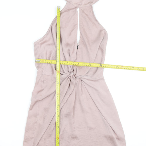 PrettyLittleThing Women’s Pink Halter Bodycon Mini Dress Size 8