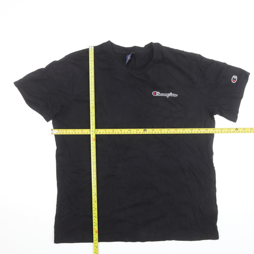 Champion Men's Black Medium Crew Neck Cotton Logo T-Shirt