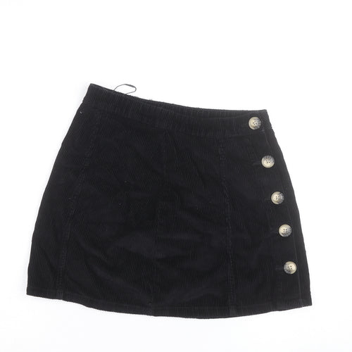 Denim Co. Women’s Black Corduroy Button Short Skirt Size 8