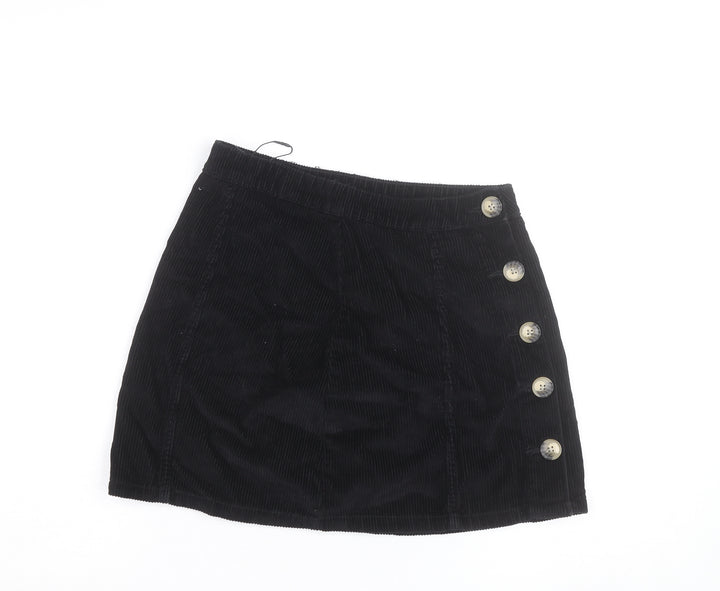 Denim Co. Women’s Black Corduroy Button Short Skirt Size 8