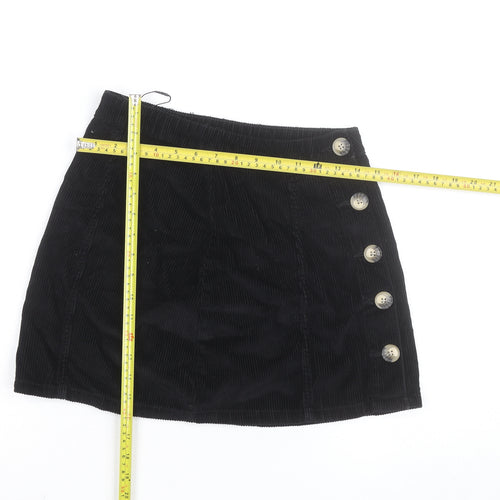 Denim Co. Women’s Black Corduroy Button Short Skirt Size 8