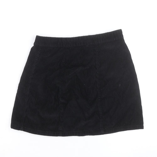Denim Co. Women’s Black Corduroy Button Short Skirt Size 8