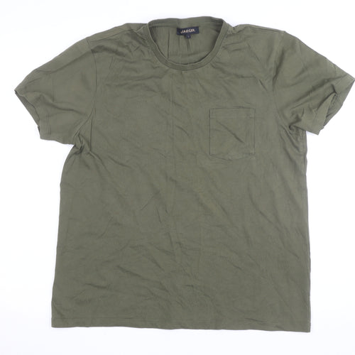 Jaeger Men's Green Cotton Crew Neck Short Sleeve T-Shirt L