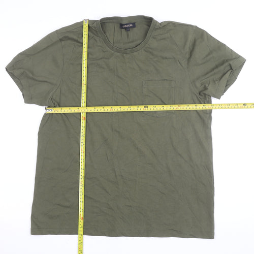 Jaeger Men's Green Cotton Crew Neck Short Sleeve T-Shirt L