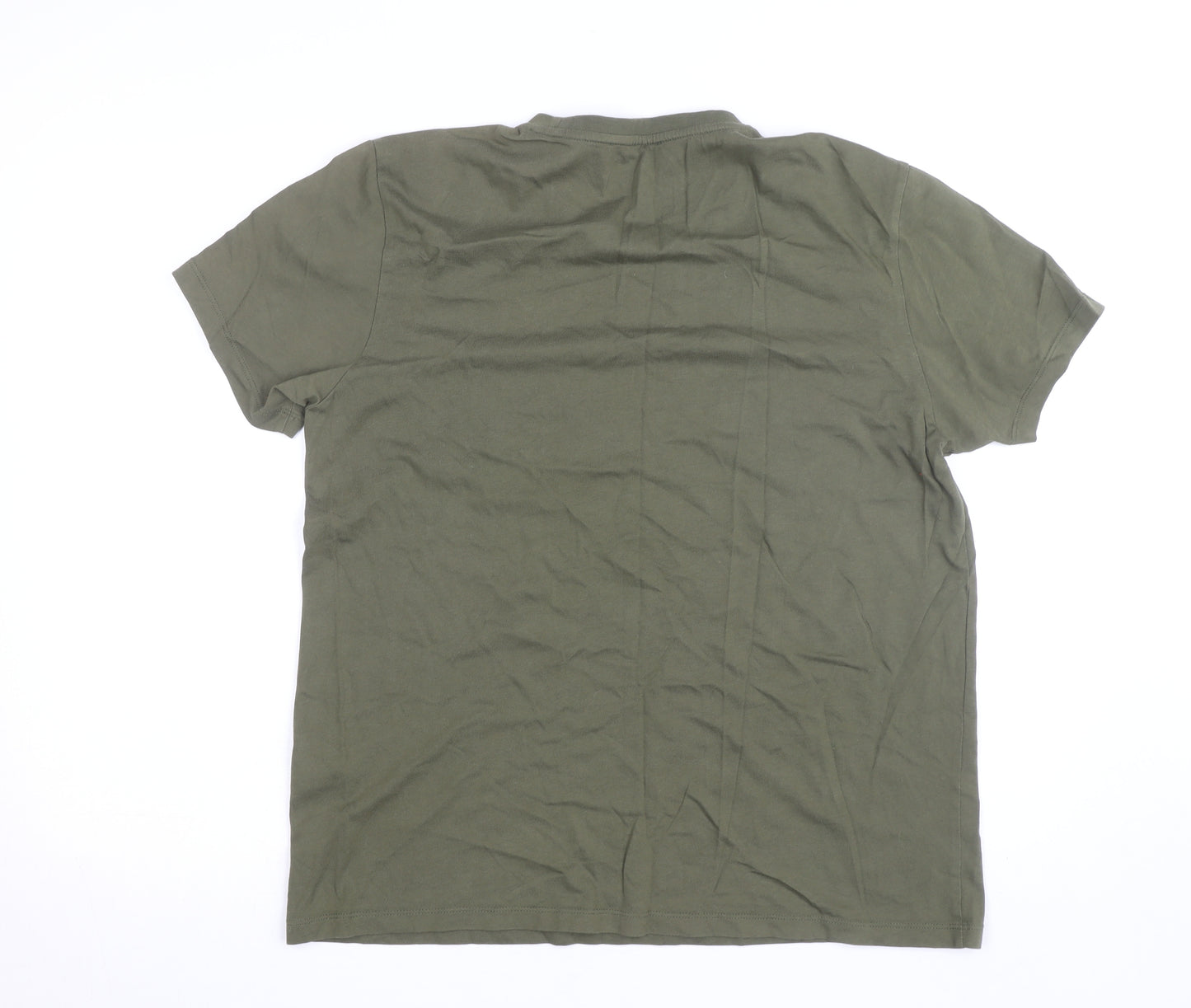 Jaeger Men's Green Cotton Crew Neck Short Sleeve T-Shirt L