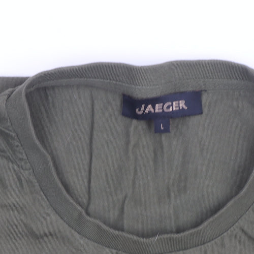 Jaeger Men's Green Cotton Crew Neck Short Sleeve T-Shirt L