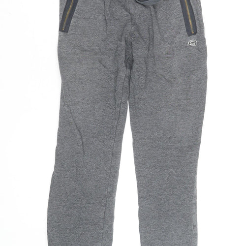 Skechers Men's Grey Jogger Sweatpants M Regular Fit Zip Pockets