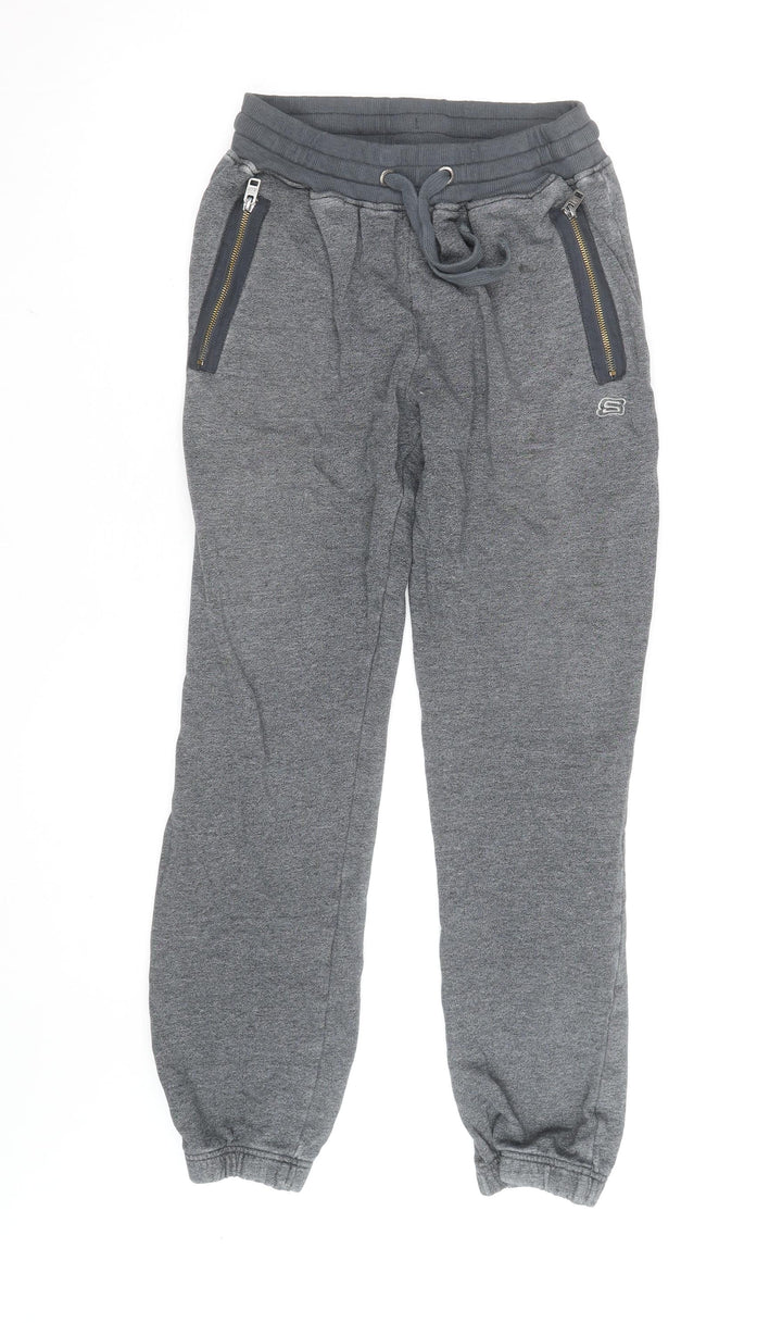 Skechers Men's Grey Jogger Sweatpants M Regular Fit Zip Pockets
