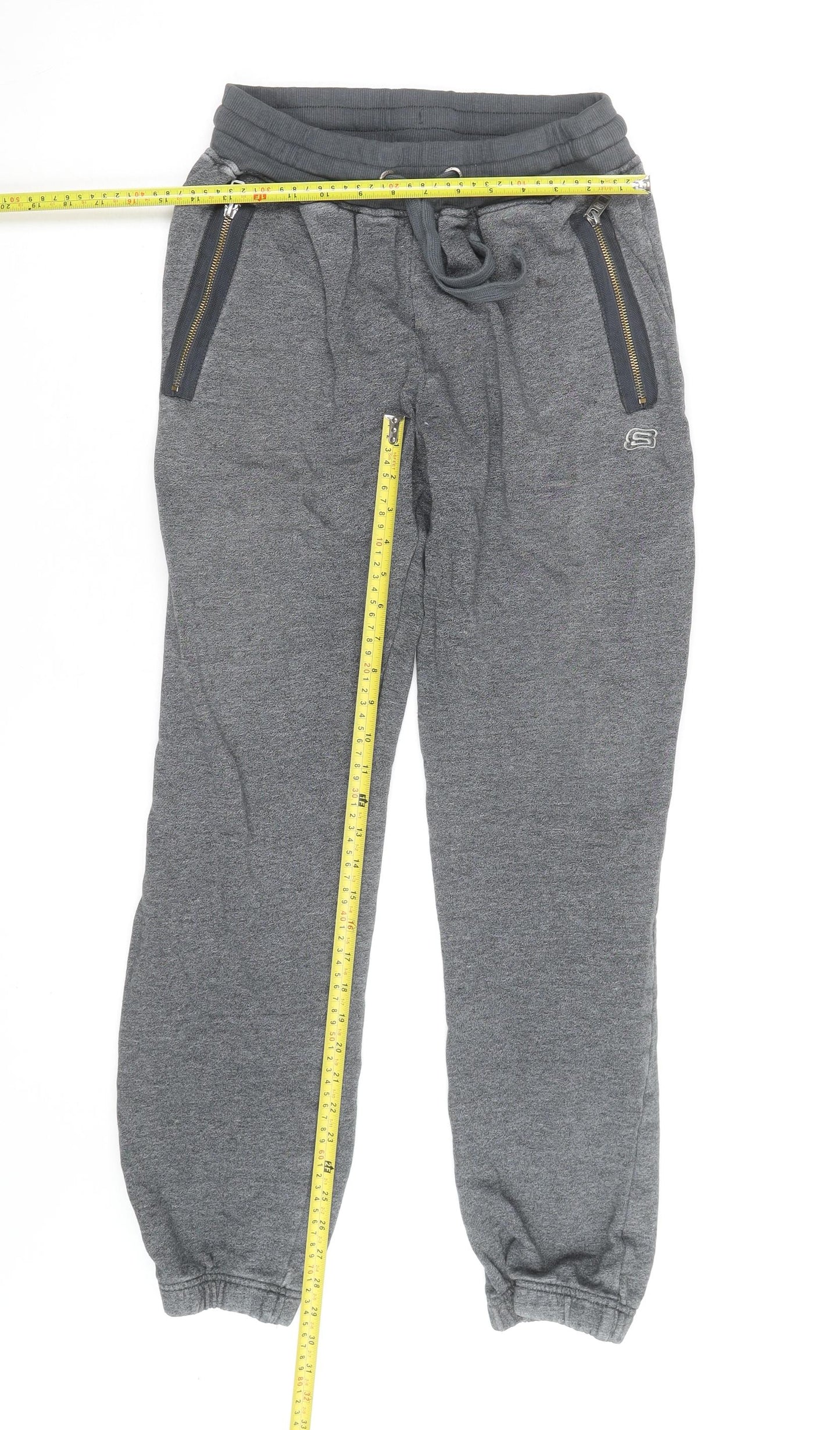 Skechers Men's Grey Jogger Sweatpants M Regular Fit Zip Pockets
