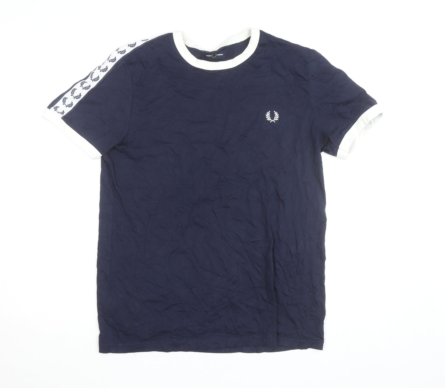 Fred Perry Men’s Blue Cotton Crew Neck T-Shirt Size M Retro Sports Style