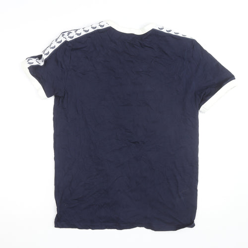 Fred Perry Men’s Blue Cotton Crew Neck T-Shirt Size M Retro Sports Style