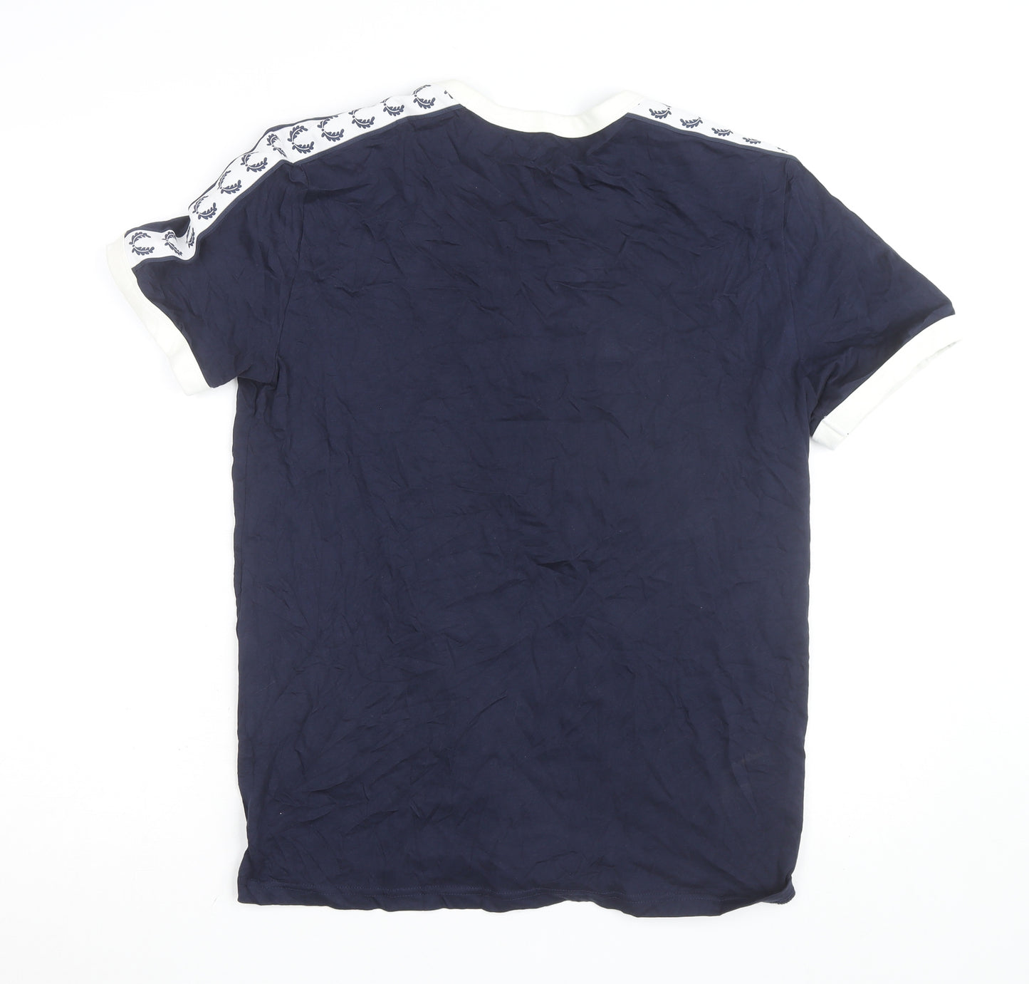 Fred Perry Men’s Blue Cotton Crew Neck T-Shirt Size M Retro Sports Style
