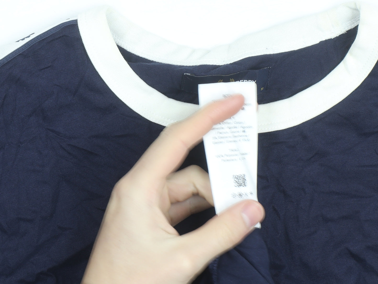 Fred Perry Men’s Blue Cotton Crew Neck T-Shirt Size M Retro Sports Style