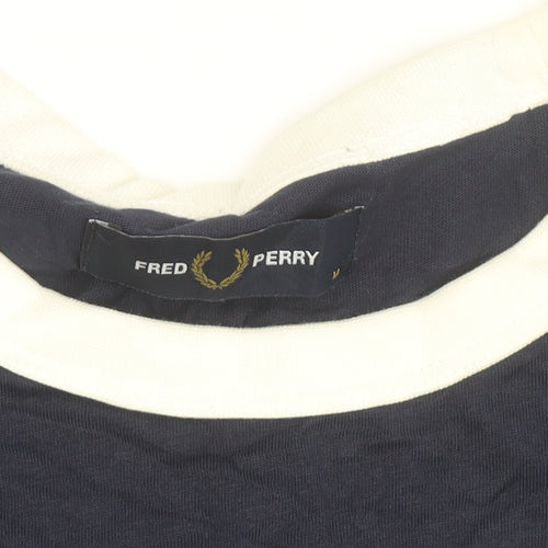 Fred Perry Men’s Blue Cotton Crew Neck T-Shirt Size M Retro Sports Style