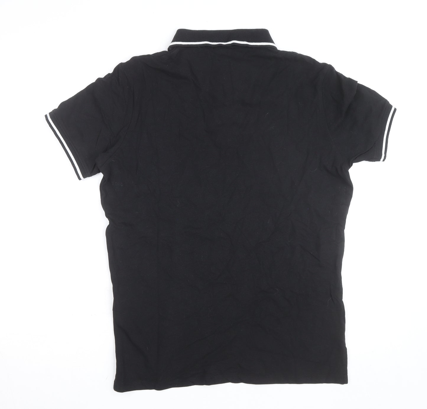 Just Cavalli Men's Black Polo Shirt Size L Cotton Stretch Designer