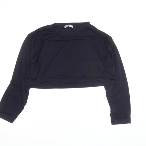 The Casual Company Women's Black Cropped Long Sleeve T-Shirt L