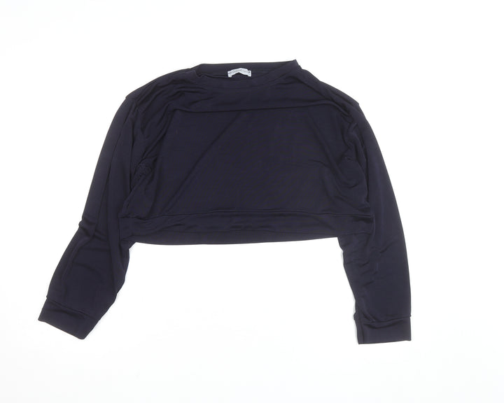 The Casual Company Women's Black Cropped Long Sleeve T-Shirt L