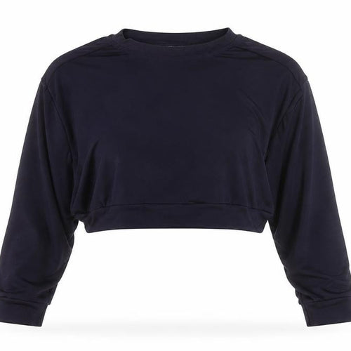 The Casual Company Women's Black Cropped Long Sleeve T-Shirt L