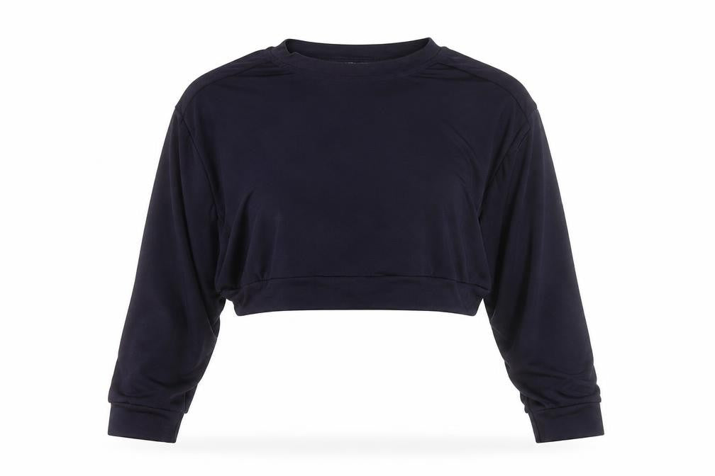 The Casual Company Women's Black Cropped Long Sleeve T-Shirt L