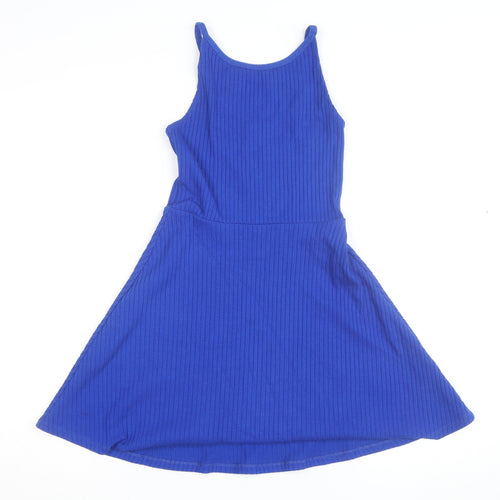 Topshop Petite Blue Fit & Flare Sleeveless Knit Dress Size 6