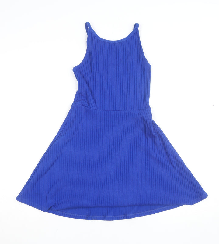 Topshop Petite Blue Fit & Flare Sleeveless Knit Dress Size 6