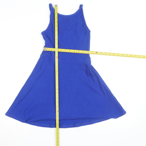 Topshop Petite Blue Fit & Flare Sleeveless Knit Dress Size 6
