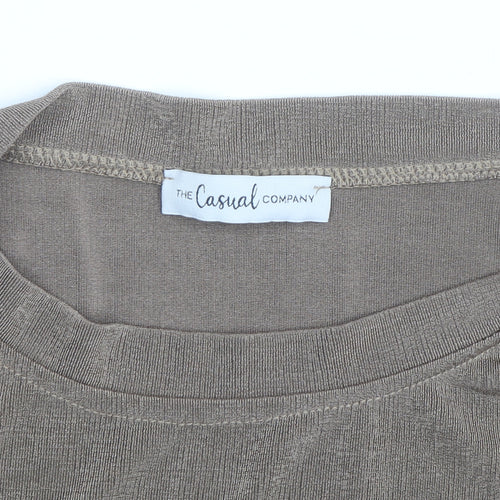 The Casual Company Women's Brown Cropped Velour Long Sleeve Top Size M