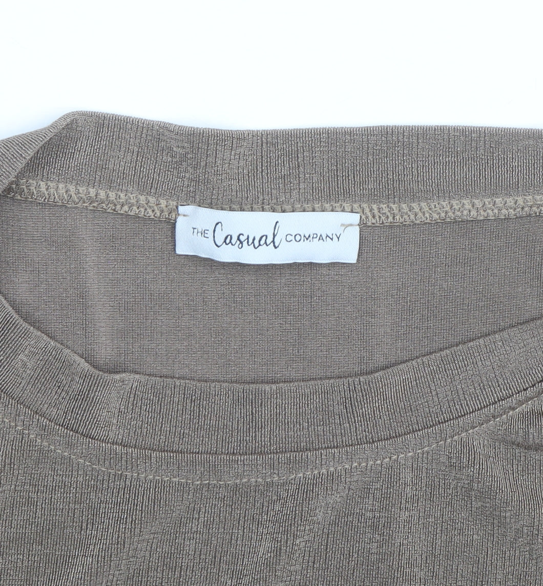 The Casual Company Women's Brown Cropped Velour Long Sleeve Top Size M