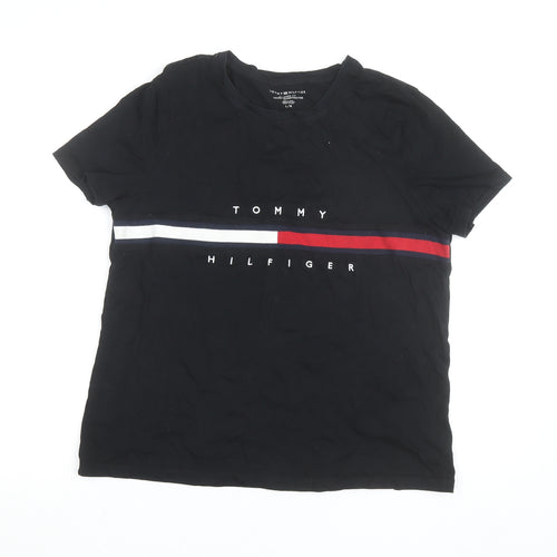 Tommy Hilfiger Women’s Black Relaxed Fit Cotton Logo T-Shirt L