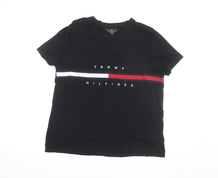 Tommy Hilfiger Women’s Black Relaxed Fit Cotton Logo T-Shirt L