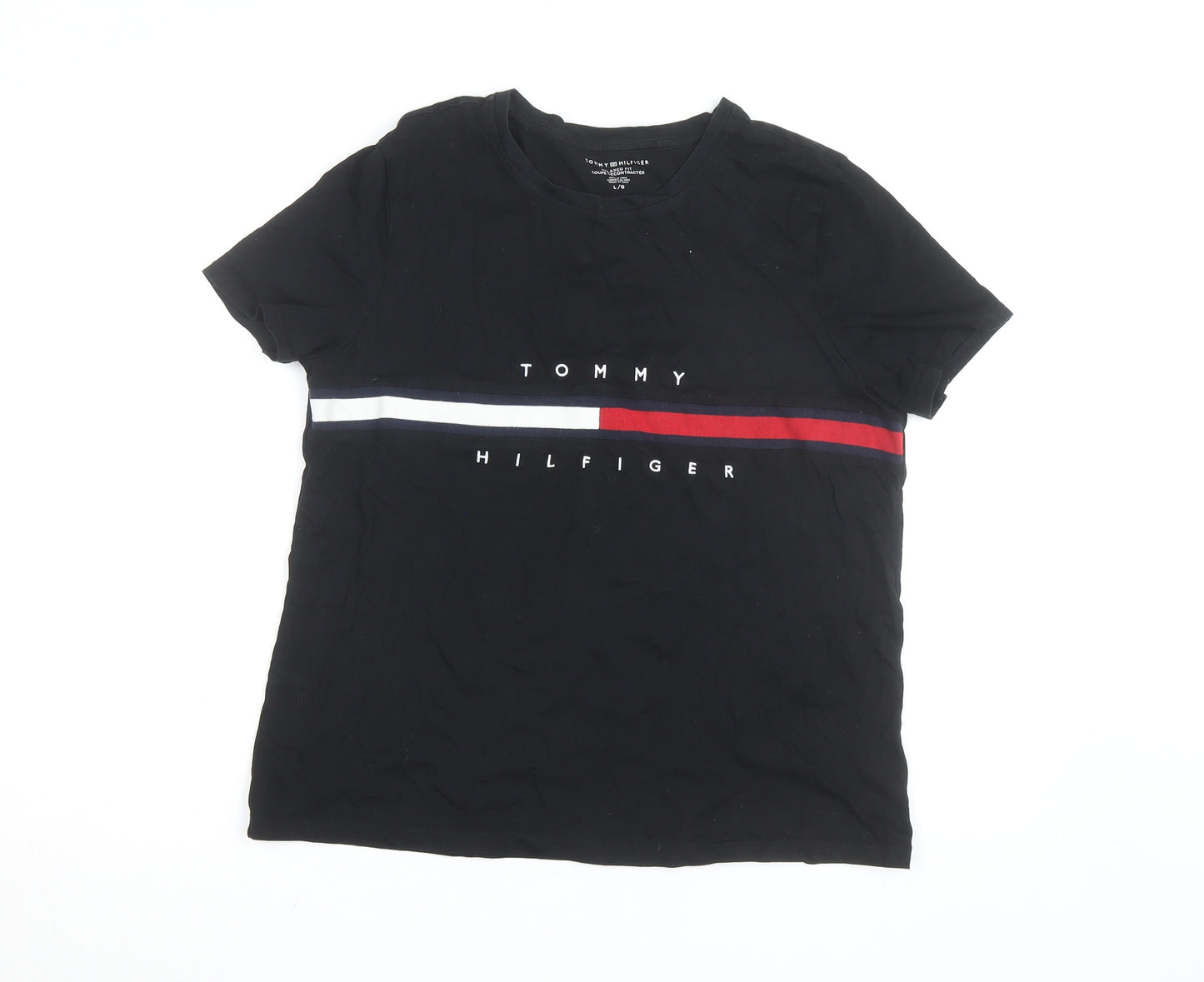 Tommy Hilfiger Women’s Black Relaxed Fit Cotton Logo T-Shirt L