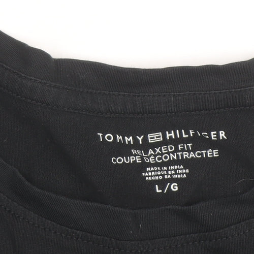 Tommy Hilfiger Women’s Black Relaxed Fit Cotton Logo T-Shirt L