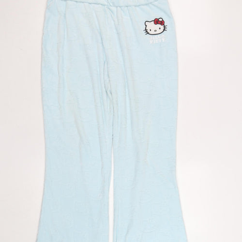 Sanrio Hello Kitty Blue Fleece Lounge Trousers Women M Elastic Waist