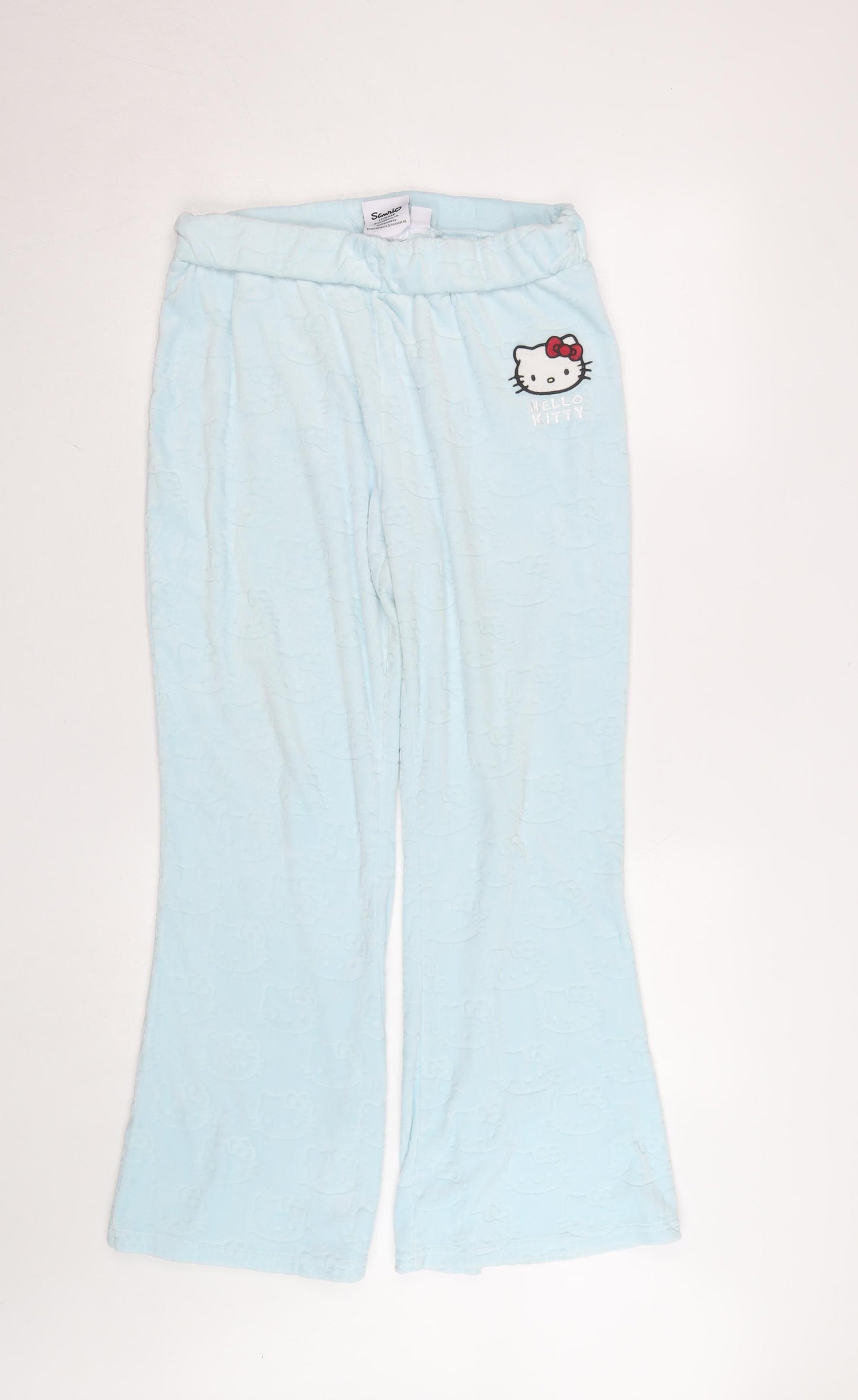 Sanrio Hello Kitty Blue Fleece Lounge Trousers Women M Elastic Waist
